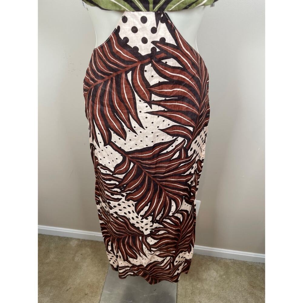RETROFETE Kiara Strapless Linen Cutout Polkadot Leaves Midi Dress Size XS - Picture 5 of 9